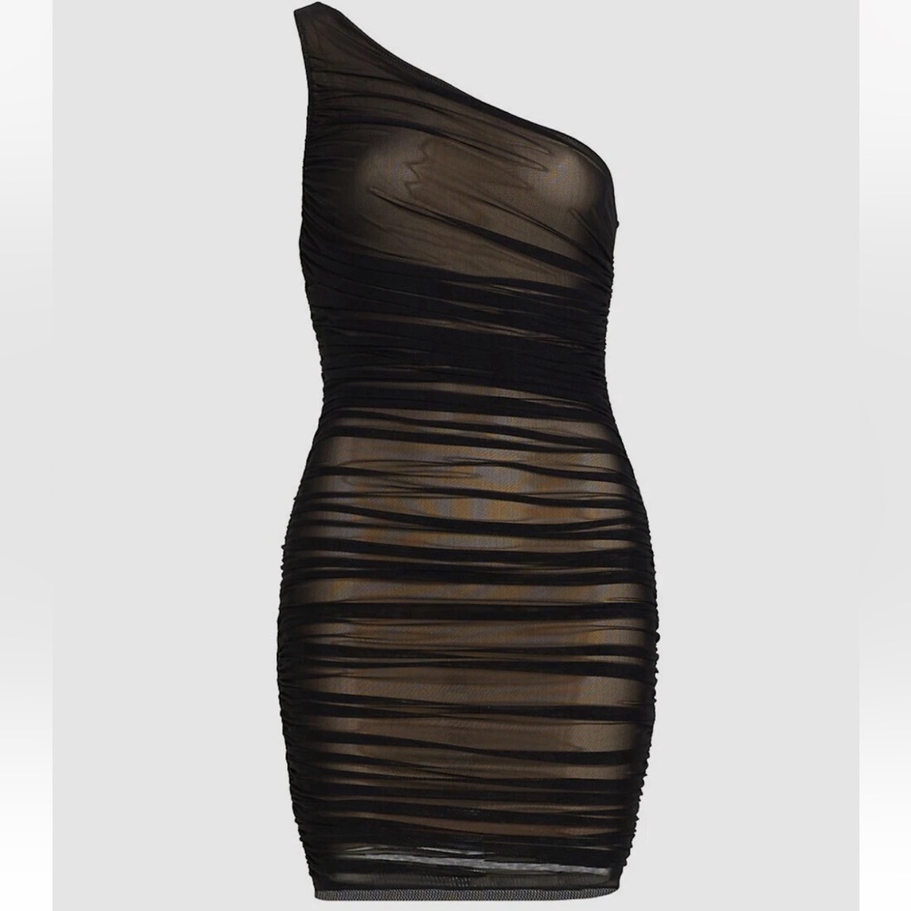 Alice + Olivia Black One-Shoulder Dress